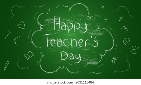 Happy teacher's day poster banner background vector illustration. Teacher's day with green chalk board vector illustration easy to edit. 