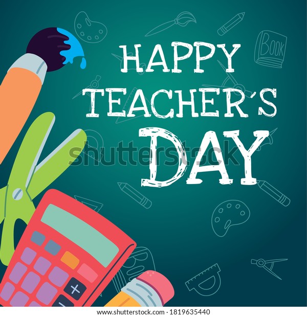 Happy Teachers Day Poster Brochure Banner Stock Vector (Royalty Free ...