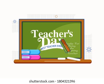 Happy teachers day poster concept,  banner with school equipment