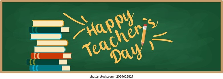 Happy teacher's day poster concept with books 