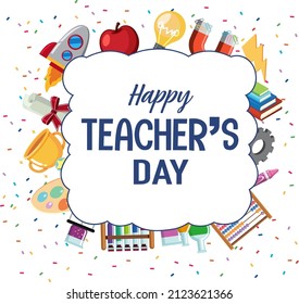 Happy Teachers Day Poster School Objects Stock Vector (Royalty Free ...