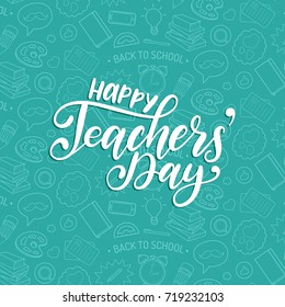 Happy Teachers Day Poster Vector Hand Stock Vector (Royalty Free ...