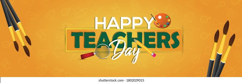 Happy teacher`s day school banners with sample text place for your message.