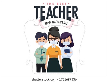Happy teacher's day. Set of illustration a group of teachers gather in conjunction with a happy teacher's day. Flat design.