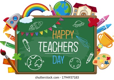 Happy Teachers Day Sign Set Stationary Stock Vector (Royalty Free ...