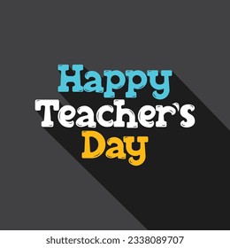 Happy Teacher's Day sketch on black background. Teachers day typography logo for banner, poster, template, greeting card.