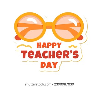 Happy Teachers Day Sticker Vector Illustration