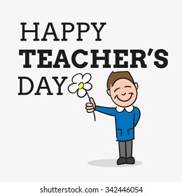 Happy Teachers Day Student Holding Flower Stock Vector (Royalty Free ...