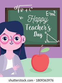 Happy Teachers Day Teacher Apple Chalkboard Stock Vector (Royalty Free ...