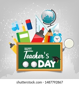 Happy teacher`s day template for poster or banner concept.