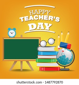 Happy teacher`s day template for poster or banner concept.