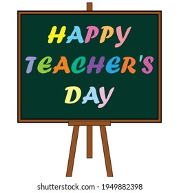 happy teacher's day text on chalkboard background concept
