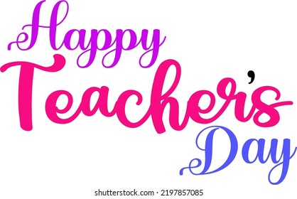 happy teachers day typography word. lettering design for greeting card,logo,stamp banner background