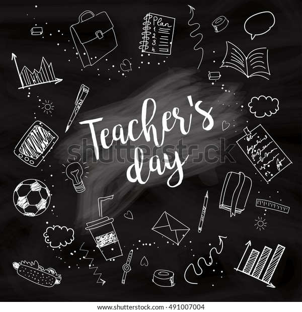 Happy Teachers Day Unique Handdrawn Poster Stock Vector (Royalty Free ...