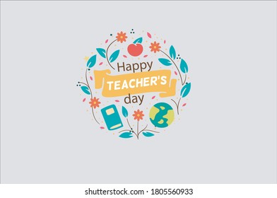 Happy Teacher's day - unique poster. Vector art. Great design element for congratulation cards, banners and flyers.