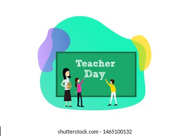 happy Teacher's Day vector concept flat design. Education concept illustration