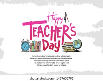 happy teachers day vector illustration with school equipment for poster, brochure, banner and greeting card