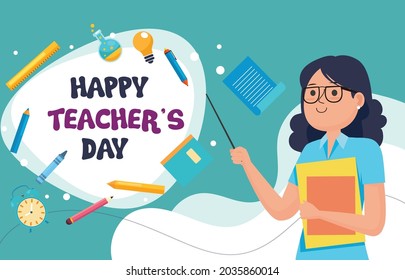 Happy Teachers Day Vector Illustration School Stock Vector (Royalty ...