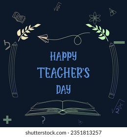 Happy Teachers day. Teachers day vector illustration greeting, poster, card.