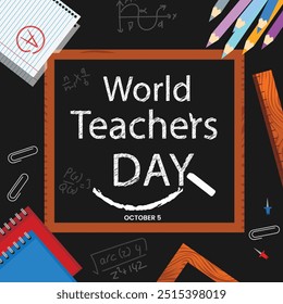 Happy Teacher's day vector illustration. Creative teacher's day vector education concept. October 5. Editable. Vector illustration.