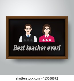 Happy teacher's day vector illustration. EPS 10. Wooden frame with place for text. Wooden rectangular 3d photo frame with shadow. Vector illustration