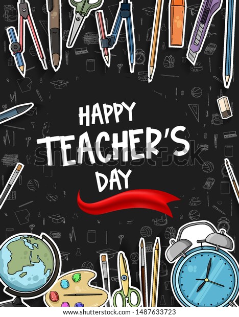 Happy Teachers Day Vector Illustration School Stock Vector (Royalty ...