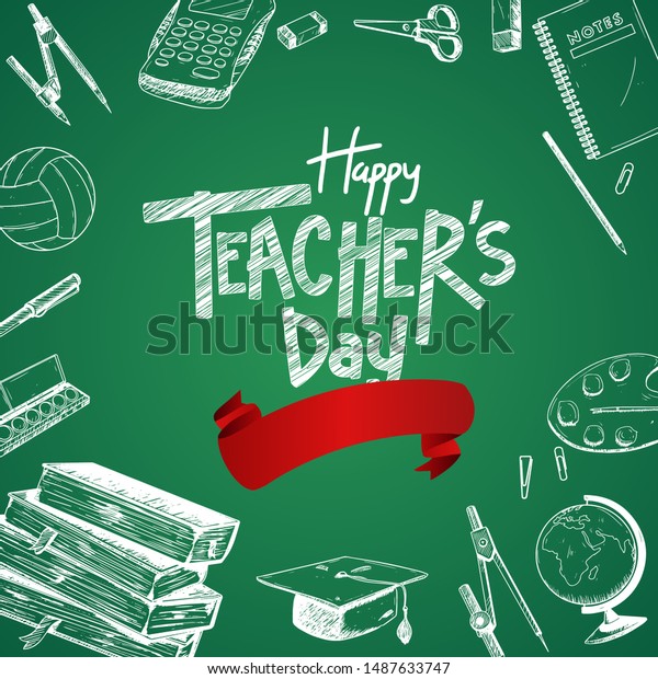 Happy Teachers Day Vector Illustration School Stock Vector (Royalty ...