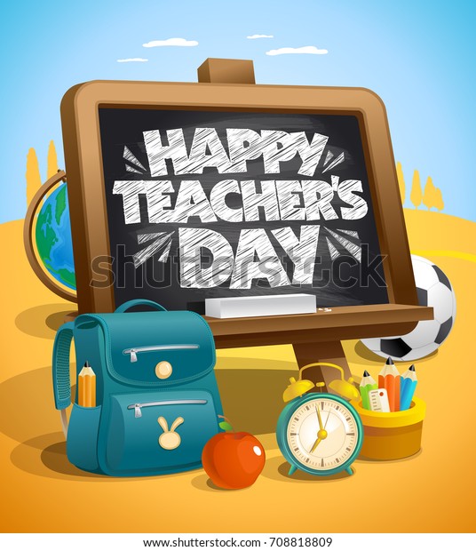 행복한 교사`s day 벡터 그림 스톡 벡터(로열티 프리) 708818809