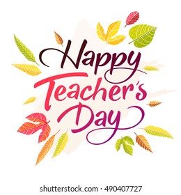 Happy Teachers Day Vector Lettering Typography Stock Vector (Royalty ...