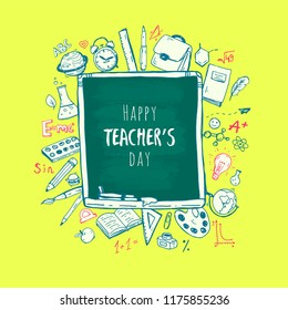 Happy Teachers Day Vector Postcard Stock Vector (Royalty Free ...