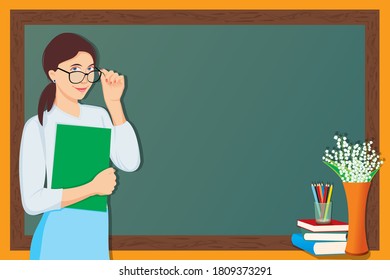 Happy teacher's day vector poster design, school elements set