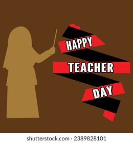 feliz día de los profesores, texto vectorial y profesora femenina