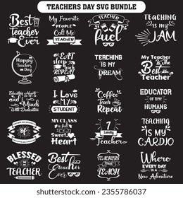 Happy teachers day vector typography set.  teachers day svg design bundle. 