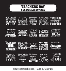 Happy teachers day vector typography set.  teachers day svg design bundle. 