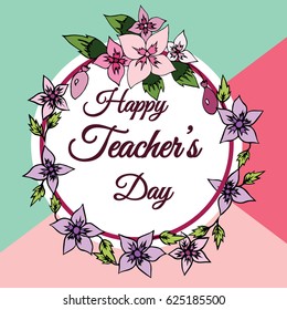 Happy teachers day vector typography. Lettering design for greeting card, logo, stamp or banner.