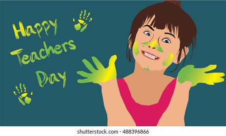Happy Teachers day written on a chalk board