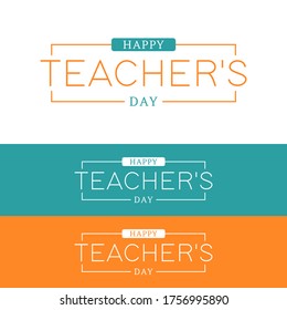 Happy teachers's day vector typography calligraphy and lettering postcards set. Design for greeting card, logo, stamp or teacher's day banner.