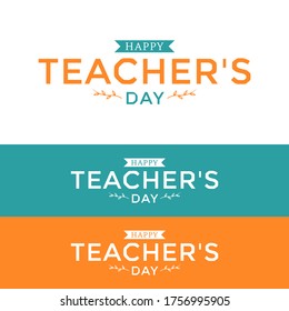 Happy teachers's day vector typography calligraphy and lettering postcards set. Design for greeting card, logo, stamp or teacher's day banner.
