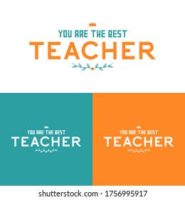 Happy teachers's day vector typography calligraphy and lettering postcards set. Design for greeting card, logo, stamp or teacher's day banner.