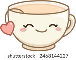 Happy teacup with a heart-shaped tea bag