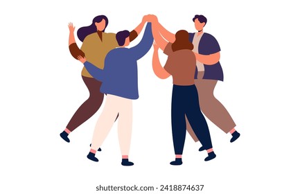 Happy Team of Business People Celebrate Success! Teamwork, Unity, and Support between Colleagues at Workplace Concept