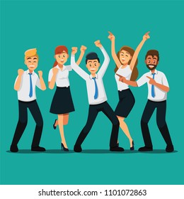 happy team businessman . cartoon character  illustration