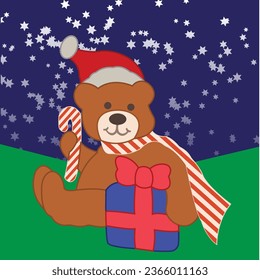 Happy Teddy Bear with Candy and Gift.