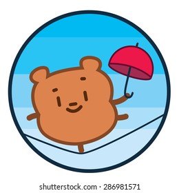 Happy teddy bear - cute cartoon bear vector hand drawing illustration 
