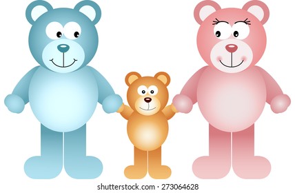 Happy teddy bear family 