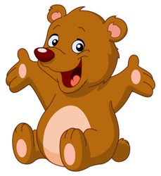Happy Teddy Bear Raising His Arms