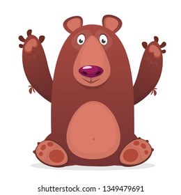 Happy teddy bear raising his arms