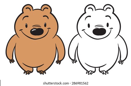 Happy teddy bear set - cute cartoon bear vector hand drawing illustration 