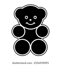 happy Teddy bear silhouette icon logo illustration