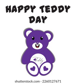 Happy Teddy Day with beautiful and cute cartoon teddy in purple color